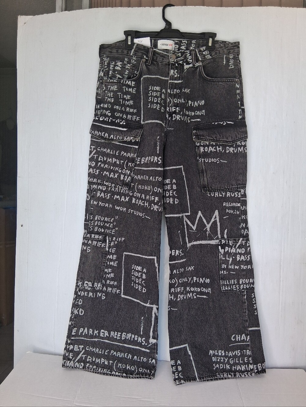 H&M x Jean Michel Basquiat Jeans Pants Men's 36/32 Black White Scribble Print